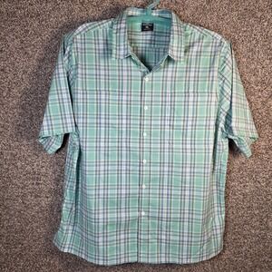 SCOTTeVEST Docksider Shirt Mens XL Button Up Green Plaid Hidden 7 Pockets Travel